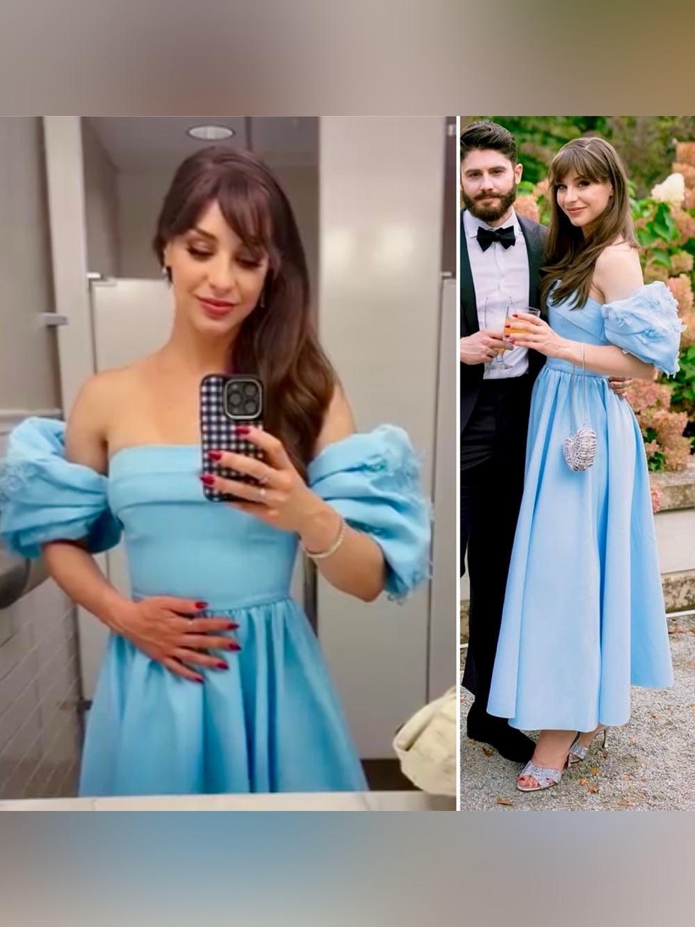 Elliatt Destiny Floral Applique Off-Shoulder Midi Dress Ice Blue Small